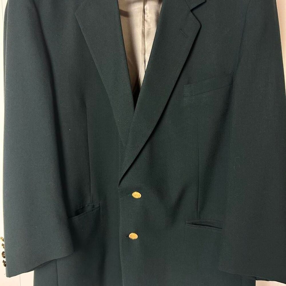 Vintage Austin Reed hunter/forest green blazer with gold-tone crest buttons